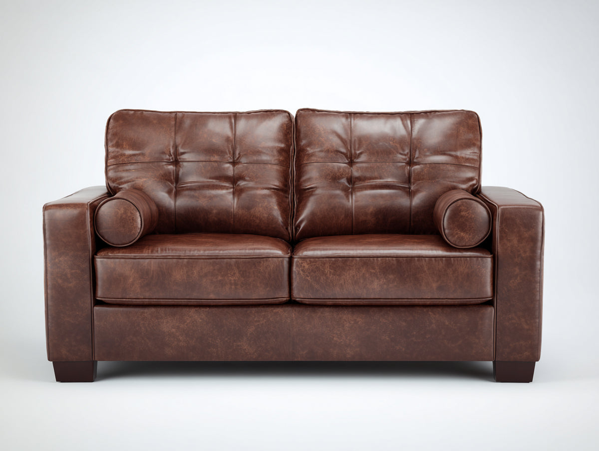 Sofás 2 plazas 180x85x80 cm - cuero sintético marrón - diseño moderno para salón