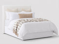 Camas dobles tapizada en tejido 215 x 170 x 105 cm - blanco - cabecero alto y diseño moderno