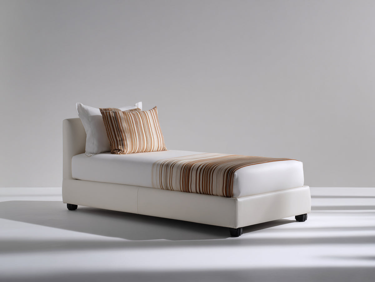 Camas individuales cama tapizada de tela 200x100x90 cm - color blanco - diseño moderno