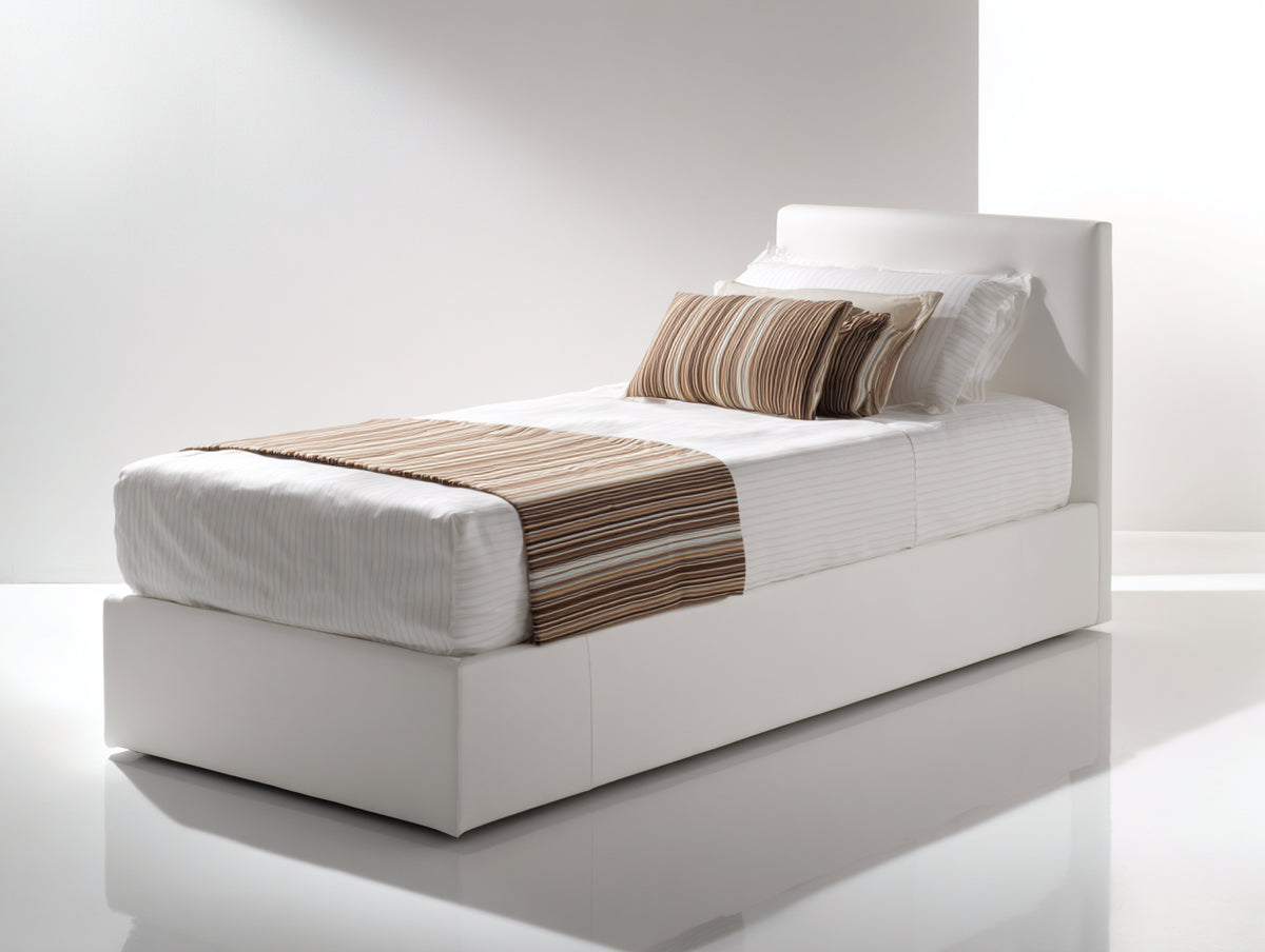 Camas individuales tapizadas 210 x 105 x 110 cm - blanco - diseño moderno de líneas limpias