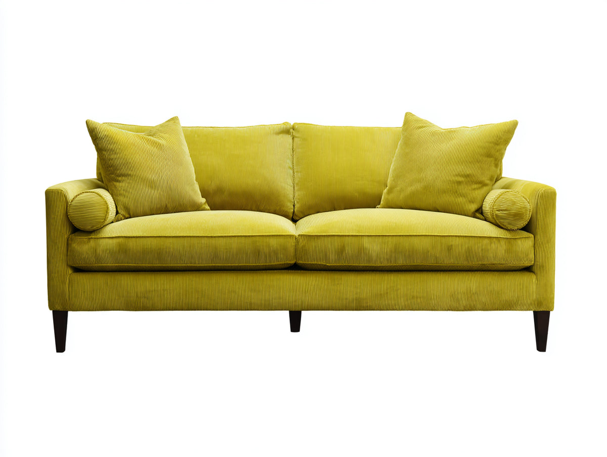 Sofás 2 plazas tapizado de tela 180 x 85 x 82 cm - verde oliva - diseño moderno con respaldo acolchado y patas oscuras