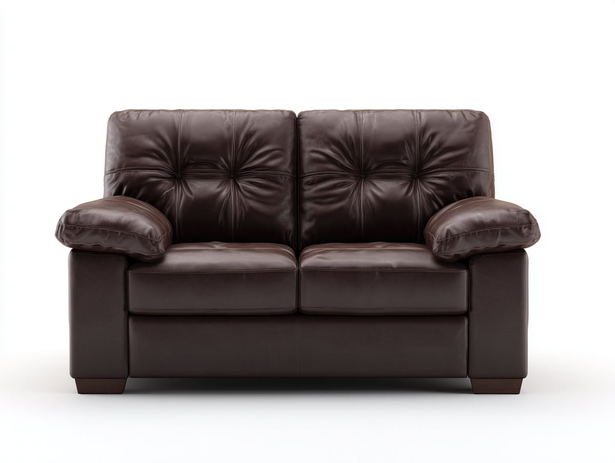 Sofás 2 plazas sofá de piel sintética 180x85x80 cm - color marrón oscuro - estilo vintage