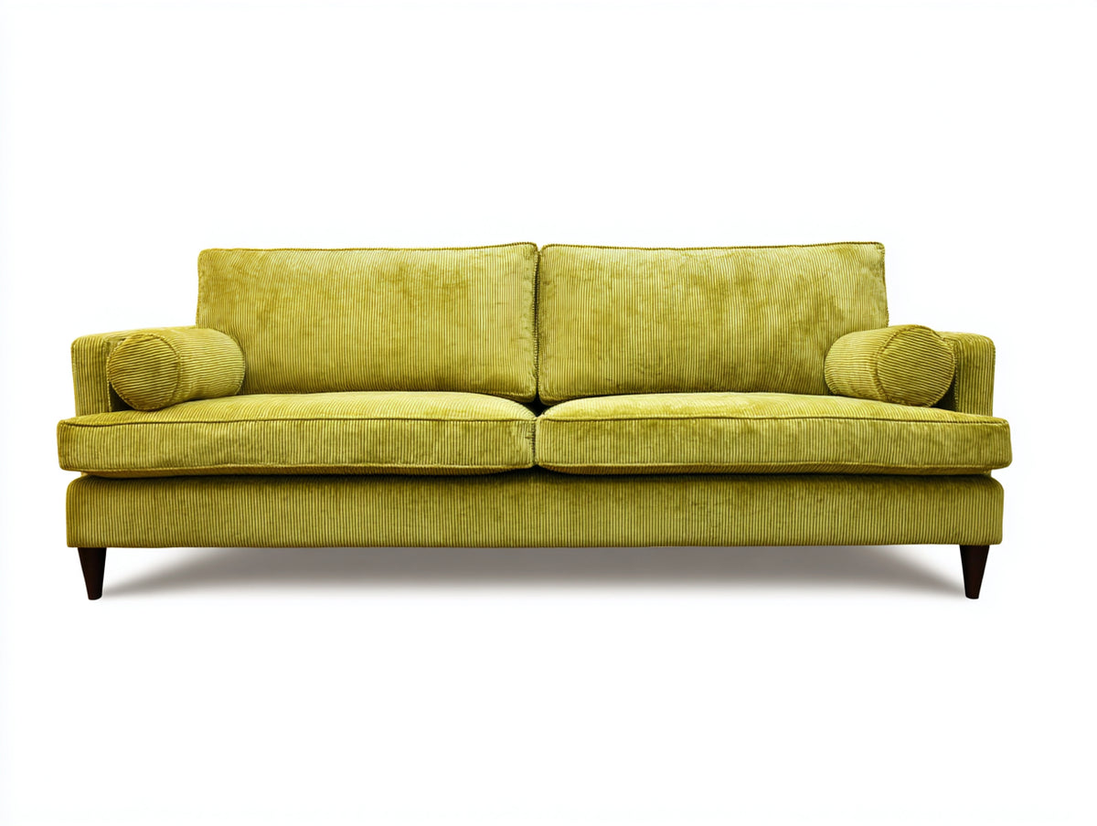 Sofás 2 plazas 220x95x85 cm - tela de pana verde oliva - diseño moderno