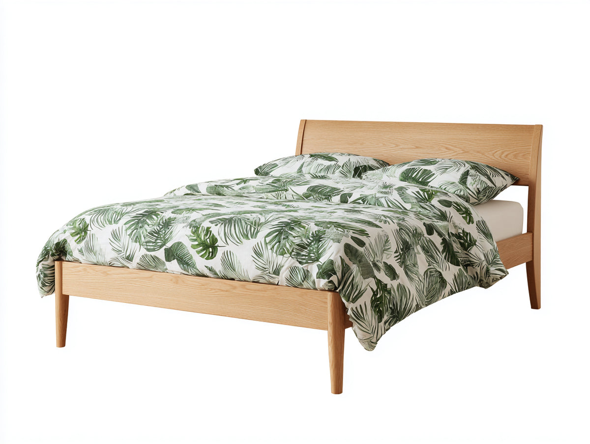 Camas dobles cama de madera de roble 209x166x86 cm - color natural - estilo nordico